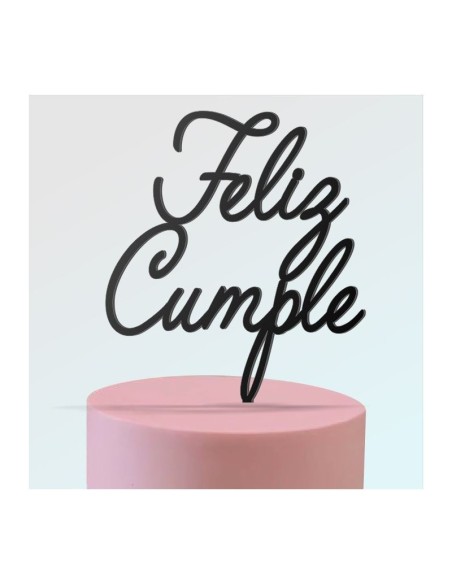 Topper feliz cumple en metacrilato para tartas