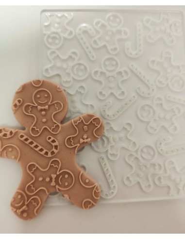 Placa textura jengibre y bastones Navidad
