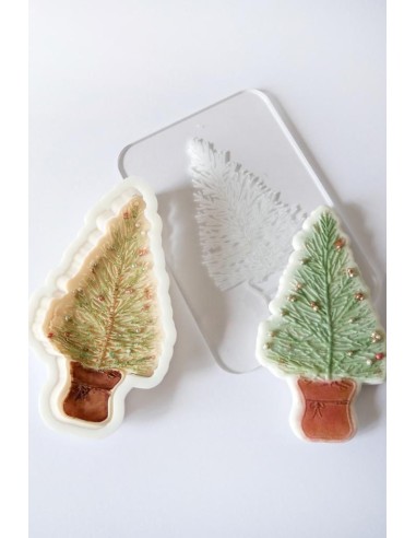 Placa relieve arbol ramas Navidad