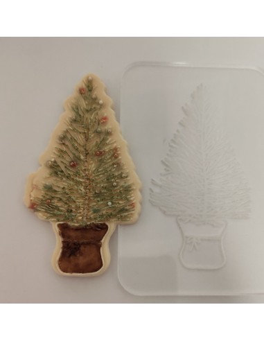 Placa relieve arbol ramas Navidad