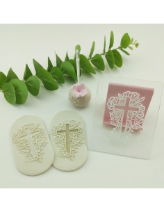 Sello cruz con flores 2