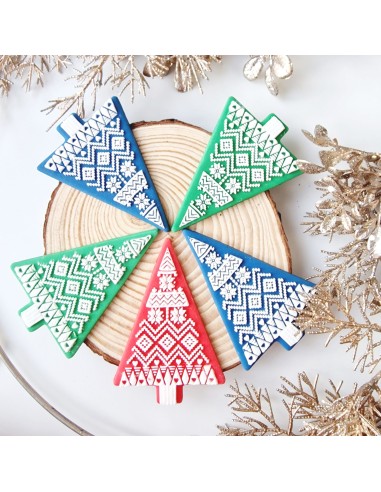 Sello relieve arbol de navidad punto de cruz