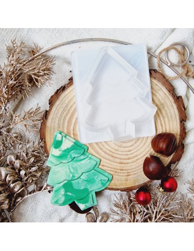 Sello relieve arbol de navidad ondas