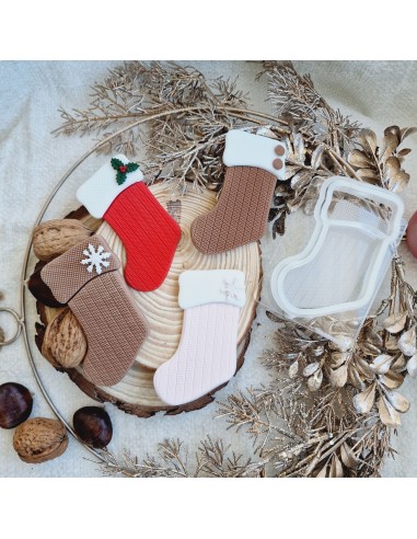 Sello relieve calcetin navidad