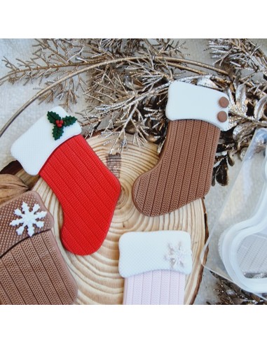 Sello relieve calcetin navidad