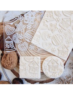 Placa textura casas y bolas Navidad 2