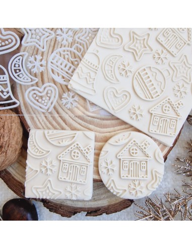 Placa textura casas y bolas Navidad