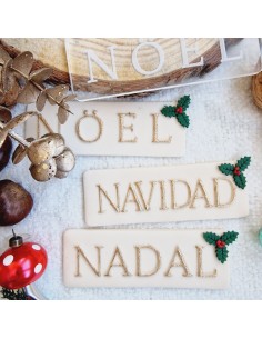 Sello relieve rectangulo Navidad