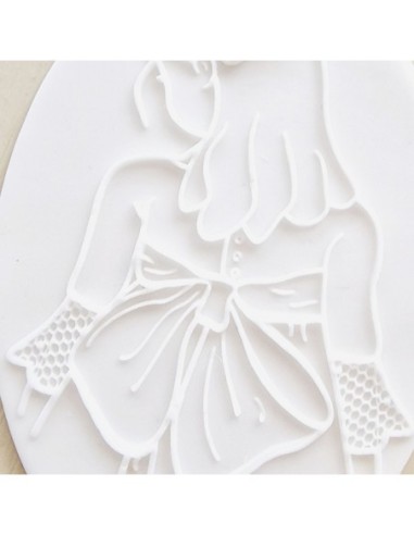 Sello relieve niña con lazo comunion