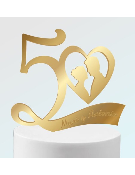Toppers para tartas pareja 50 aniversario