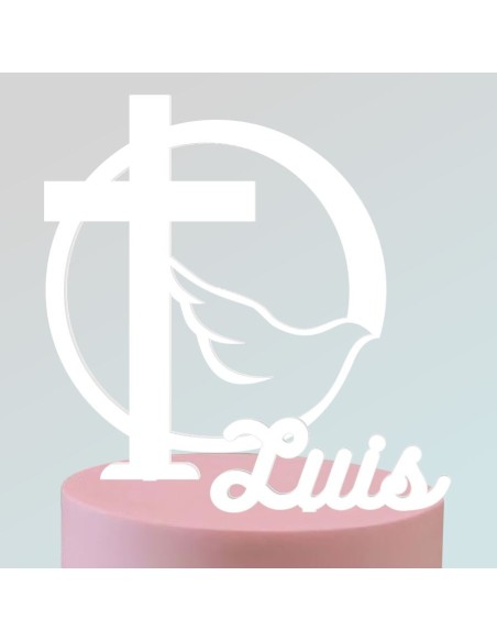 Toppers para tartas paloma y cruz