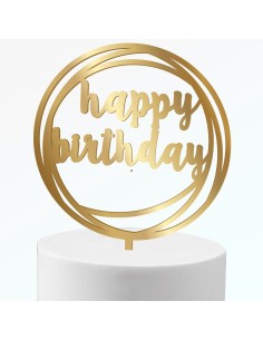 Topper Happy birthday en metacrilato para tartas