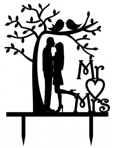 Topper "Mr. & Mrs." pareja bajo árbol